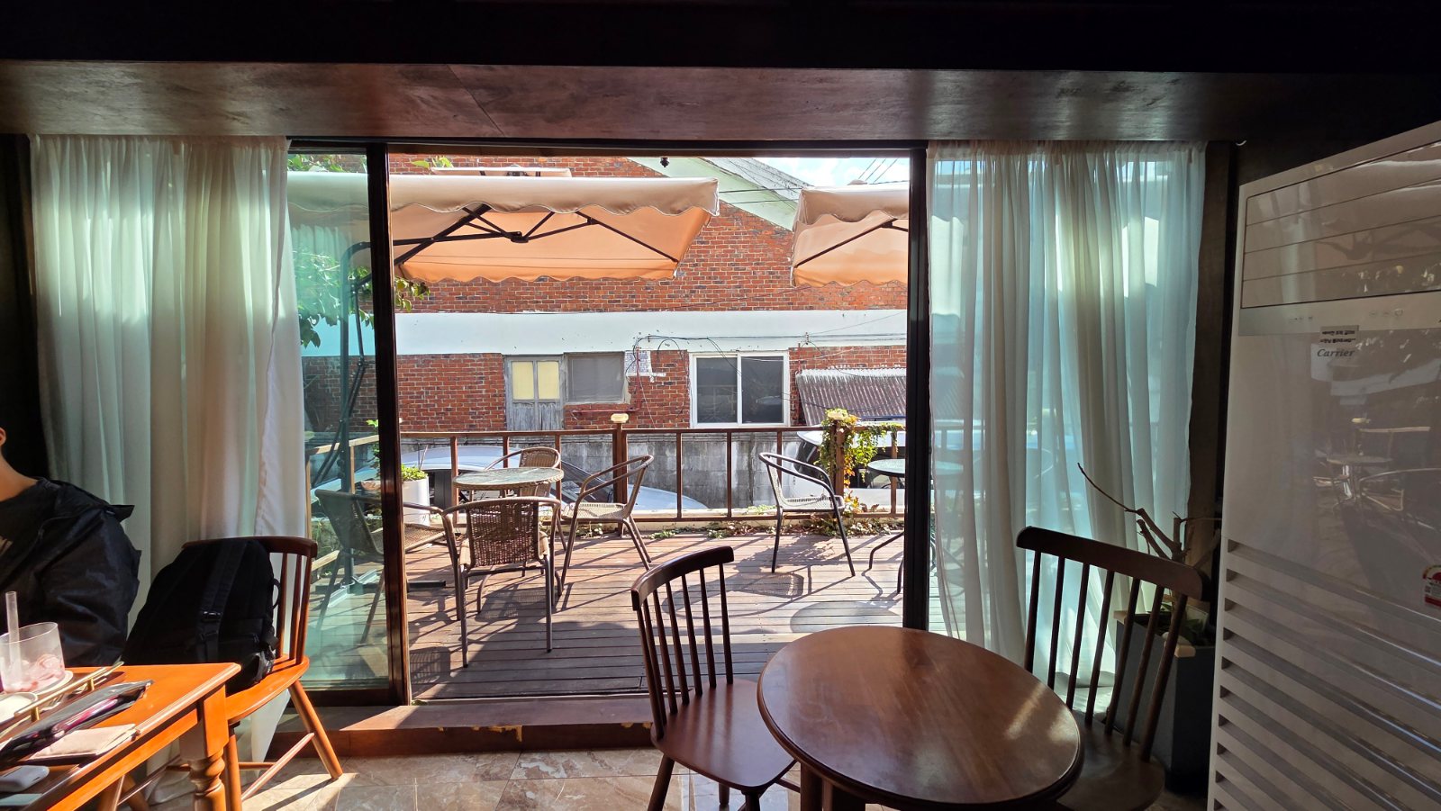 Terrace seen through the window