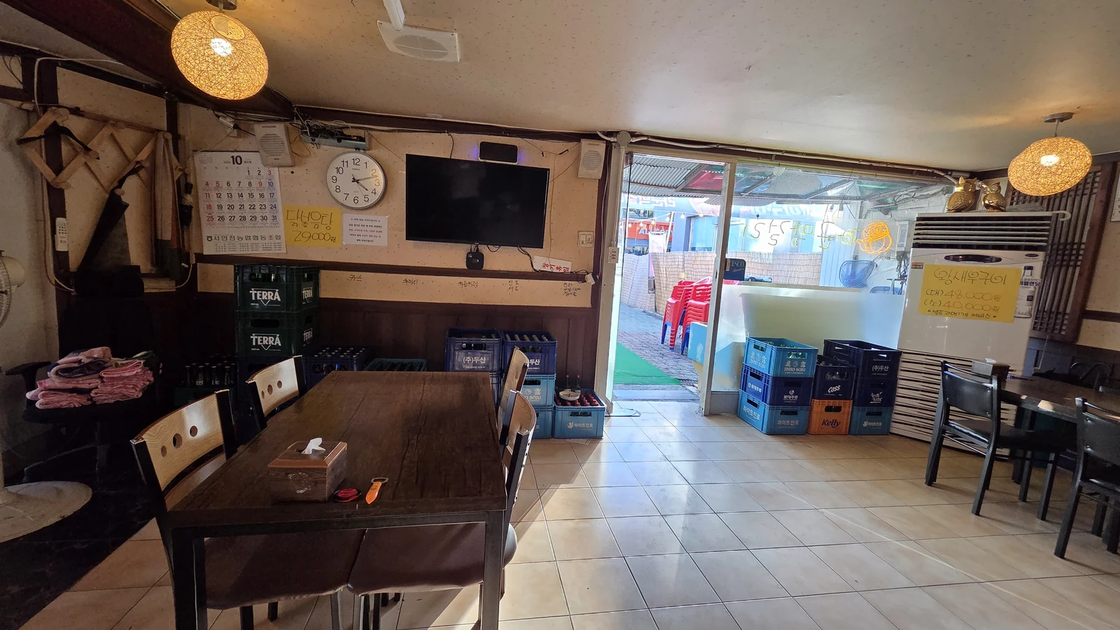Interior and the entrance